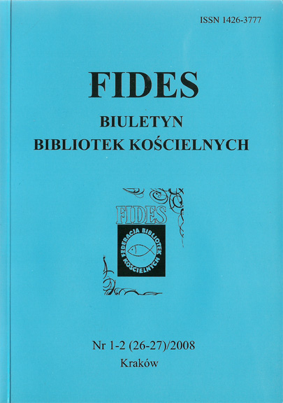 REPORT ON THE WORK OF THE BOARD OF FEDERATION OF FIDES CHURCH LIBRARIES FOR THE PERIOD FROM SEPTEMBER 6, 2007 TO SEPTEMBER 9, 2008 Cover Image