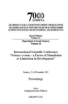Difficulties in Advancement of Science and Shaping the System of Science and University as a Carrier of Technological Development in Bosnia and Herzegovina Cover Image