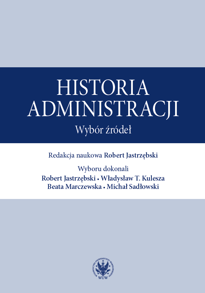 History of Administration. The Selection of Sources Cover Image