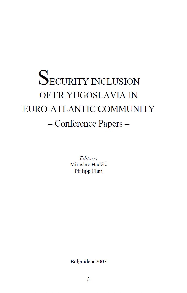 Security Inclusion of FR Yugoslavia in Euro-Atlantic Community