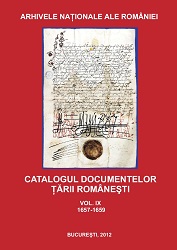 Catalogue of the documents of Wallachia. Vol. IX, 1657-1659 Cover Image