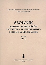 The Dictionary of the 19th and 20th-century Piotrków Trybunalski and surrounding area residents' surnames. Volume 2 H - Ł Cover Image