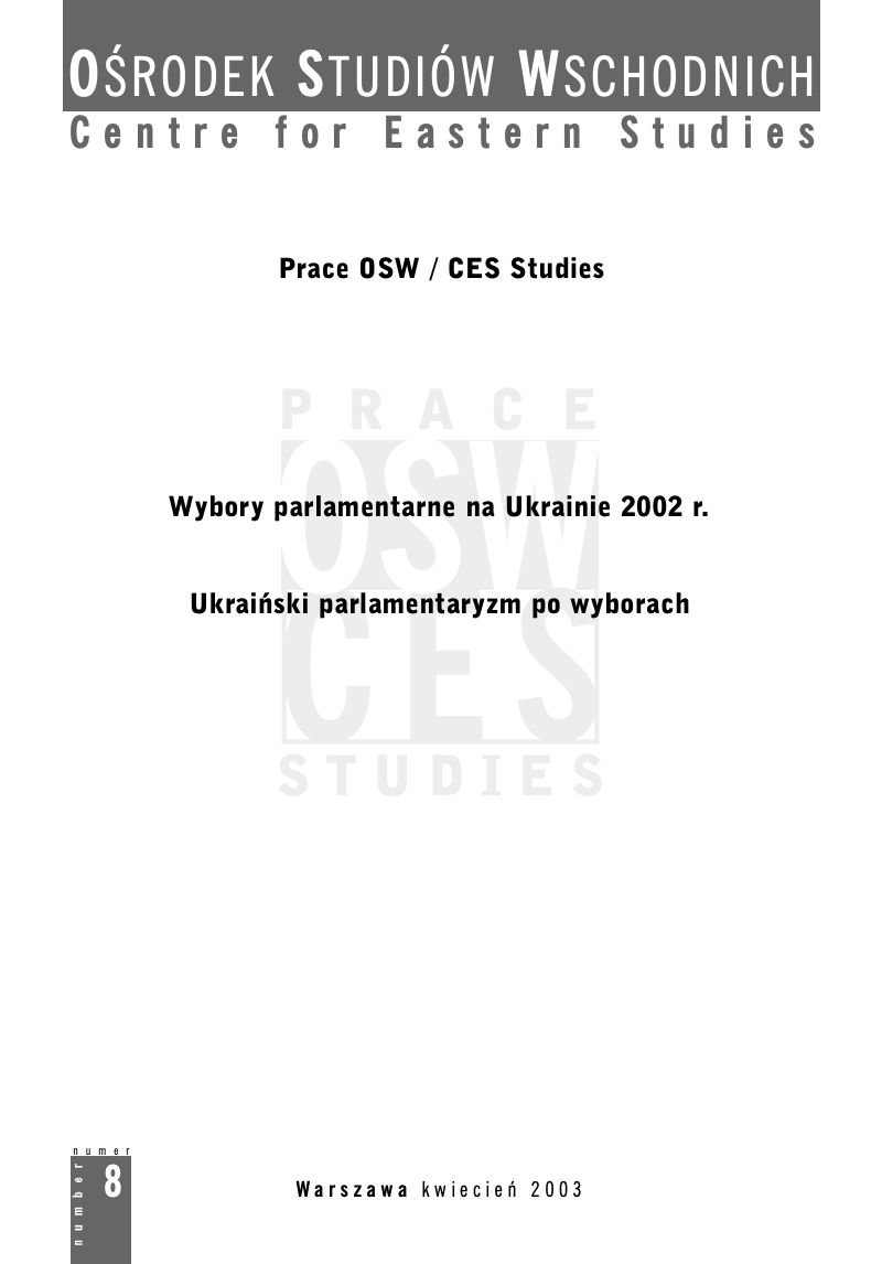 2002 Parliamentary Elections in Ukraine. Events, Results, Consequences Cover Image