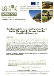 Developments in the Agricultural and Rural Capital Market of the Former Yugoslav Republic of Macedonia