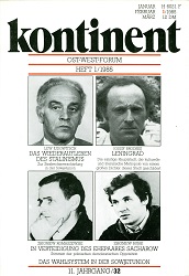 КОНТИНЕНТ / CONTINENT East-West-Forum – Issue 1985 / 32 Cover Image