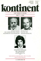 КОНТИНЕНТ / CONTINENT East-West-Forum – Issue 1986 / 36 Cover Image