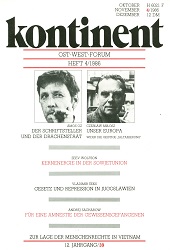 КОНТИНЕНТ / CONTINENT East-West-Forum – Issue 1986 / 39 Cover Image