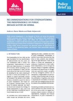 Recommendations for Strenghtening the Independence of Public Broadcasters in Serbia Cover Image