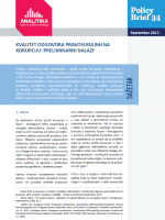 Quality of The Response of Judiciary in BiH to Corruption: Preliminary Results Cover Image