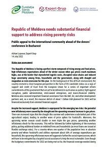 Republic of Moldova needs substantial financial support to address rising poverty risks. Public appeal to the international community ahead of the donors’ conference in Bucharest Cover Image