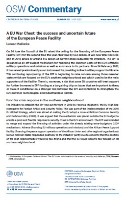 A EU War Chest: the success and uncertain future of the European Peace Facility Cover Image
