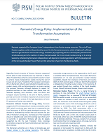 Romania's Energy Policy: Implementation of the Transformation Assumptions Cover Image