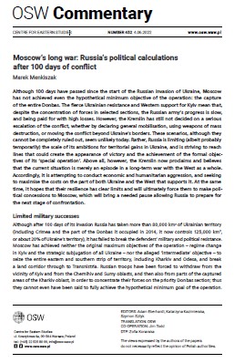 Moscow’s long war: Russia’s political calculations after 100 days of conflict Cover Image