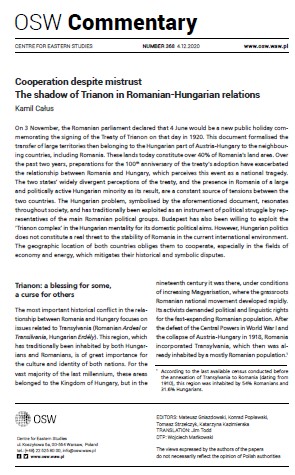 Cooperation despite mistrust. The shadow of Trianon in Romanian-Hungarian relations