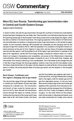 More EU, less Russia. Transforming gas transmission rules in Central and South-Eastern Europe Cover Image