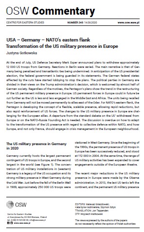 USA – Germany – NATO’s eastern flank. Transformation of the US military presence in Europe Cover Image