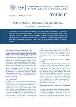 U.S-China Meeting - Monologues Instead of a Dialogue Cover Image