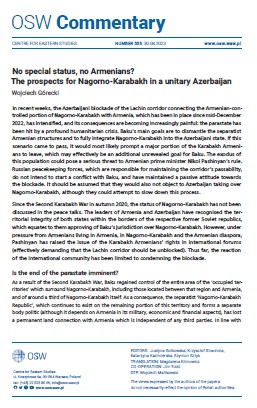 No special status, no Armenians? The prospects for Nagorno-Karabakh in a unitary Azerbaijan Cover Image