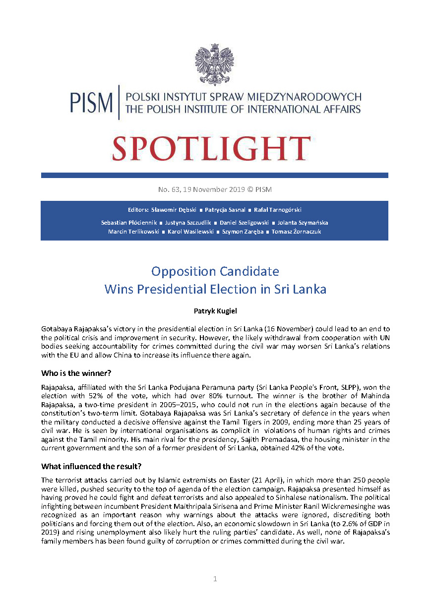 Opposition Candidate Wins Presidential Election in Sri Lanka