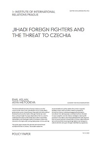 Jihadi foreign fighters and the threat to Czechia