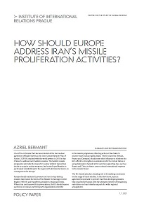 How should Europe address Iran’s missile proliferation activities? Cover Image