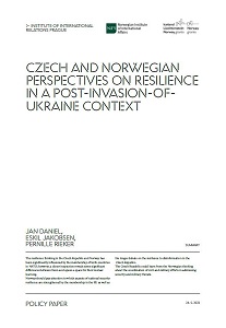 Czech and Norwegian perspectives on resilience in a post-invasion-of-Ukraine context Cover Image