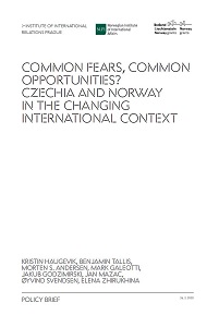 Common Fears, Common Opportunities? Czechia and Norway in the Changing International Context