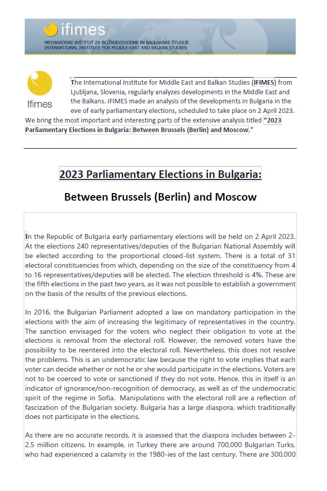 2023 Parliamentary Elections in Bulgaria: Between Brussels (Berlin) and Moscow Cover Image