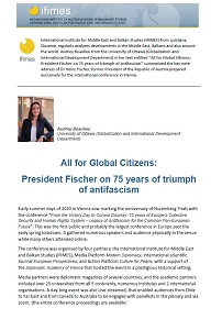 All for Global Citizens: President Fischer on 75 years of triumph of antifascism Cover Image