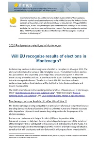 2020 Parliamentary elections in Montenegro: Will EU recognize results of elections in Montenegro?