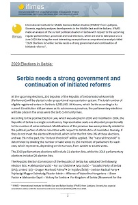2020 Elections in Serbia: Serbia needs a strong government and continuation of initiated reforms Cover Image