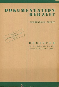 Dokumentation der Zeit – 1962 Register für die Hefte 253 bis 276