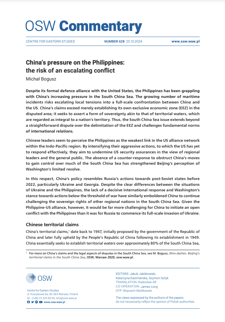 China’s pressure on the Philippines: the risk of an escalating conflict