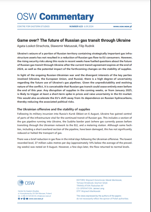 Game over? The future of Russian gas transit through Ukraine