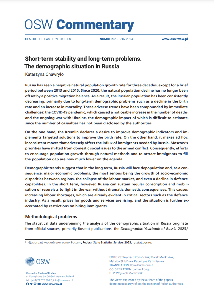 Short-term stability and long-term problems. The demographic situation in Russia