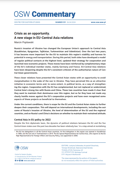 Crisis as an opportunity. A new stage in EU-Central Asia relations