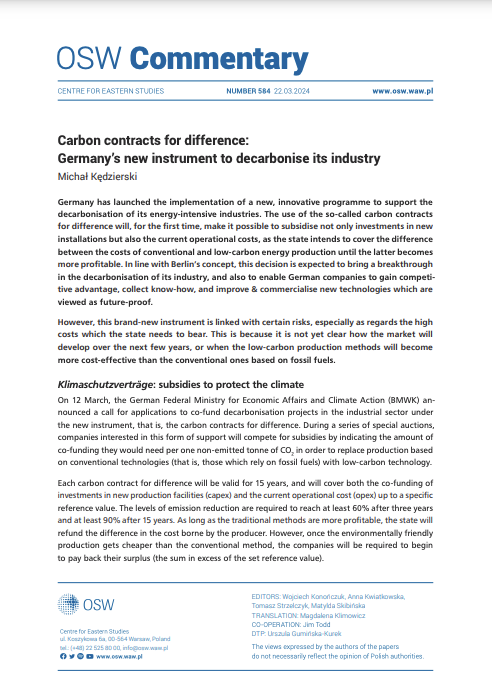 Carbon contracts for difference: Germany’s new instrument to decarbonise its industry