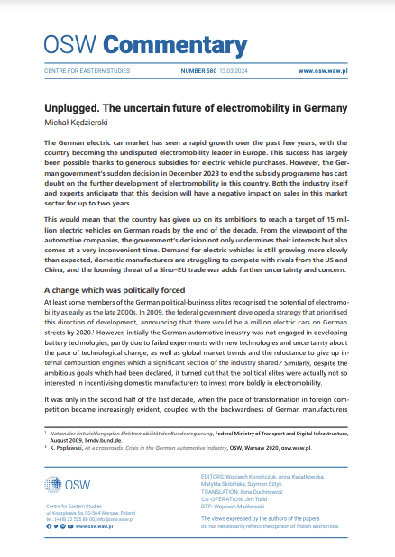 Unplugged. The uncertain future of electromobility in Germany