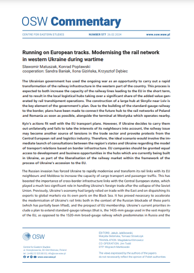 Running on European tracks. Modernising the rail network in western Ukraine during wartime