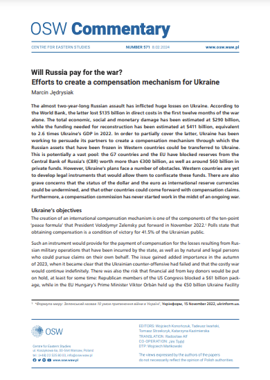 Will Russia pay for the war? Efforts to create a compensation mechanism for Ukraine