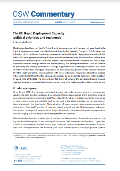 The EU Rapid Deployment Capacity: political priorities and real needs