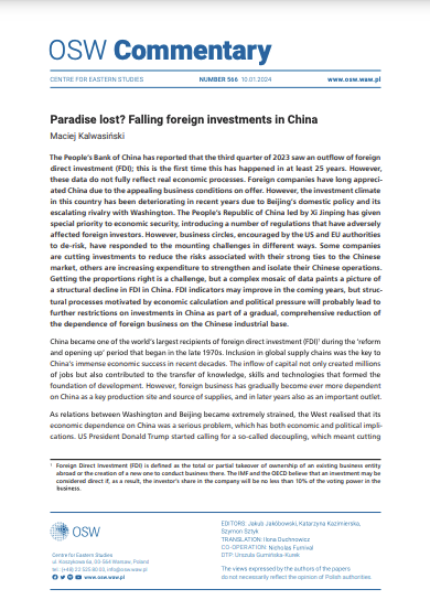 Paradise lost? Falling foreign investments in China