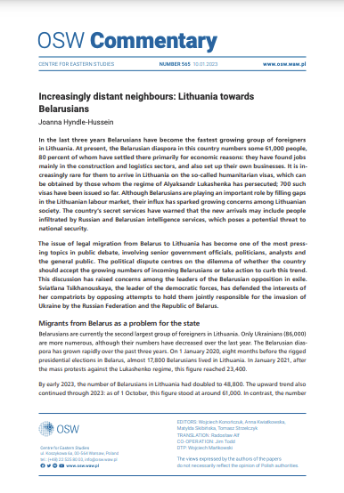 Increasingly distant neighbours: Lithuania towards Belarusians