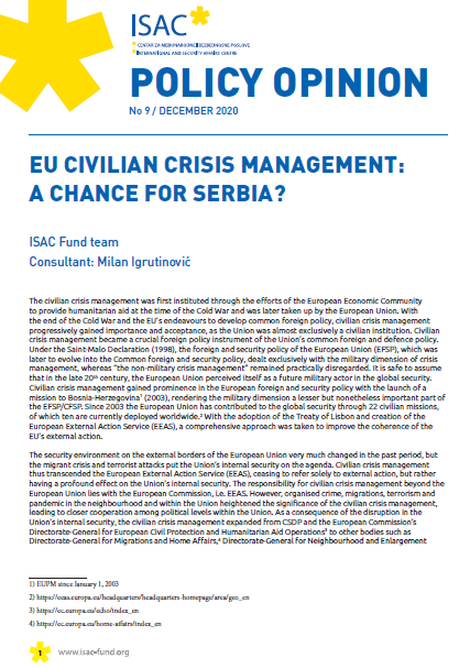 EU CIVILIAN CRISIS MANAGEMENT: A CHANCE FOR SERBIA?