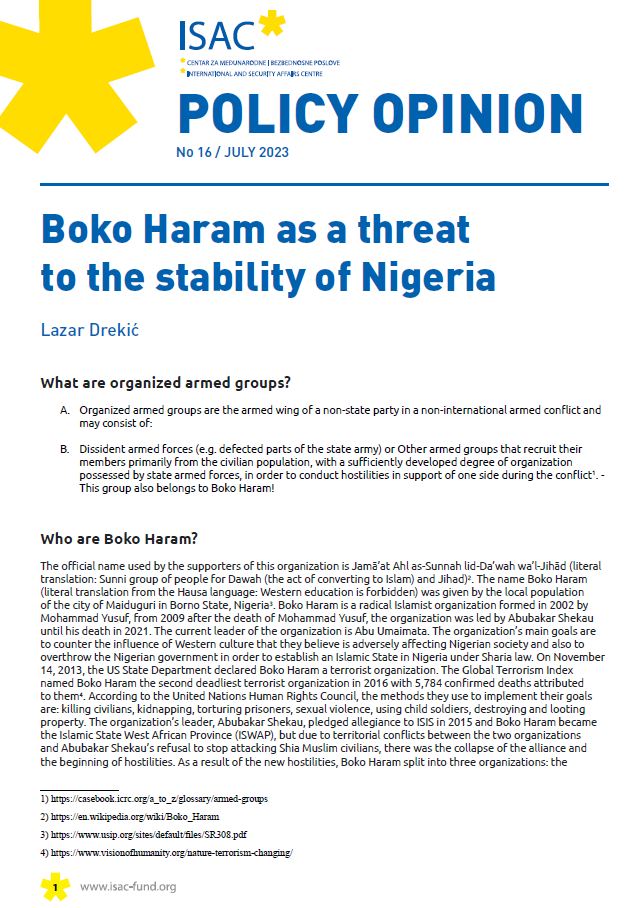 Boko Haram as a threat to the stability of Nigeria