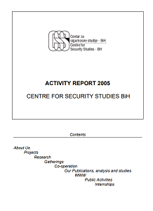 Activity Report 2005 - Centre For Security Studies BiH