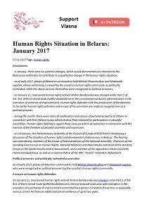 Review-Chronicle of Human Rights Violations in Belarus in January 2017