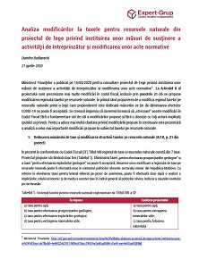 Analysis of changes to taxes for natural resources from the draft law on the establishment of measures to support the activity of an entrepreneur and the modification of some normative acts