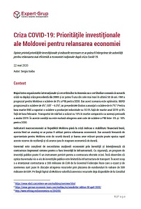 Criza COVID-19: Prioritățile investiționale ale Moldovei pentru relansarea economiei