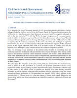 Civil Society and Government: Participatory Policy Formulation in Serbia